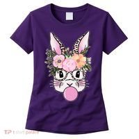 Cute Easter Bunny With Flower Crown And Bubblegum Women's T-Shirt thumb 0
