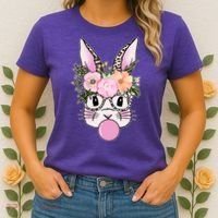 Cute Easter Bunny With Flower Crown And Bubblegum Women's T-Shirt thumb 2