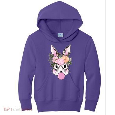 Cute Easter Bunny With Flower Crown And Bubblegum Kids Hoodie