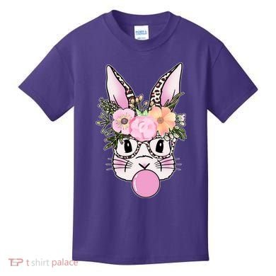 Cute Easter Bunny With Flower Crown And Bubblegum Kids T-Shirt