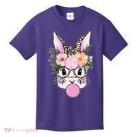Cute Easter Bunny With Flower Crown And Bubblegum Kids T-Shirt thumb 0