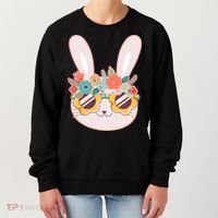 Cute Easter Bunny With Flower Crown And Sunglasses Women's Sweatshirt thumb 0