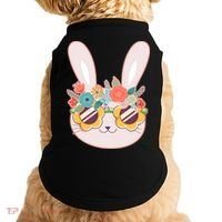 Cute Easter Bunny With Flower Crown And Sunglasses Doggie Tank thumb 0