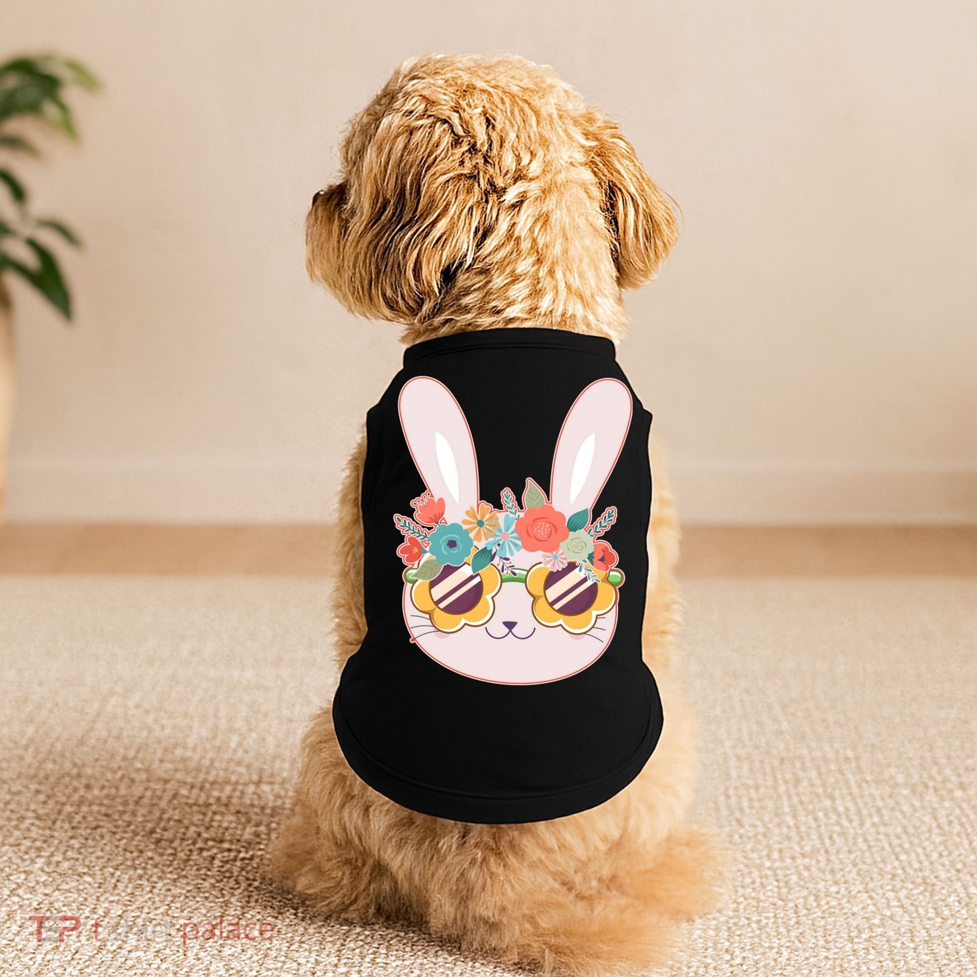 Cute Easter Bunny With Flower Crown And Sunglasses Doggie Tank