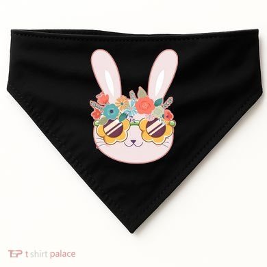 Cute Easter Bunny With Flower Crown And Sunglasses USA-Made Doggie Bandana