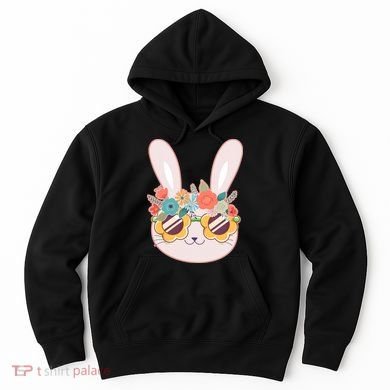 Cute Easter Bunny With Flower Crown And Sunglasses Hoodie
