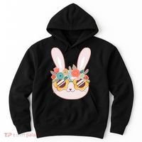 Cute Easter Bunny With Flower Crown And Sunglasses Hoodie thumb 0