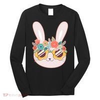 Cute Easter Bunny With Flower Crown And Sunglasses Long Sleeve Shirt thumb 0