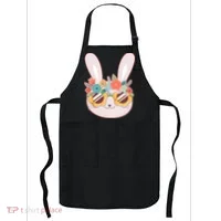 Cute Easter Bunny With Flower Crown And Sunglasses Apron thumb 0