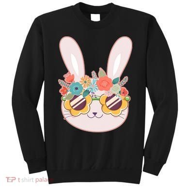 Cute Easter Bunny With Flower Crown And Sunglasses Sweatshirt