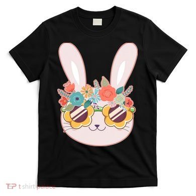 Cute Easter Bunny With Flower Crown And Sunglasses T-Shirt