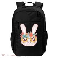 Cute Easter Bunny With Flower Crown And Sunglasses Backpack thumb 0
