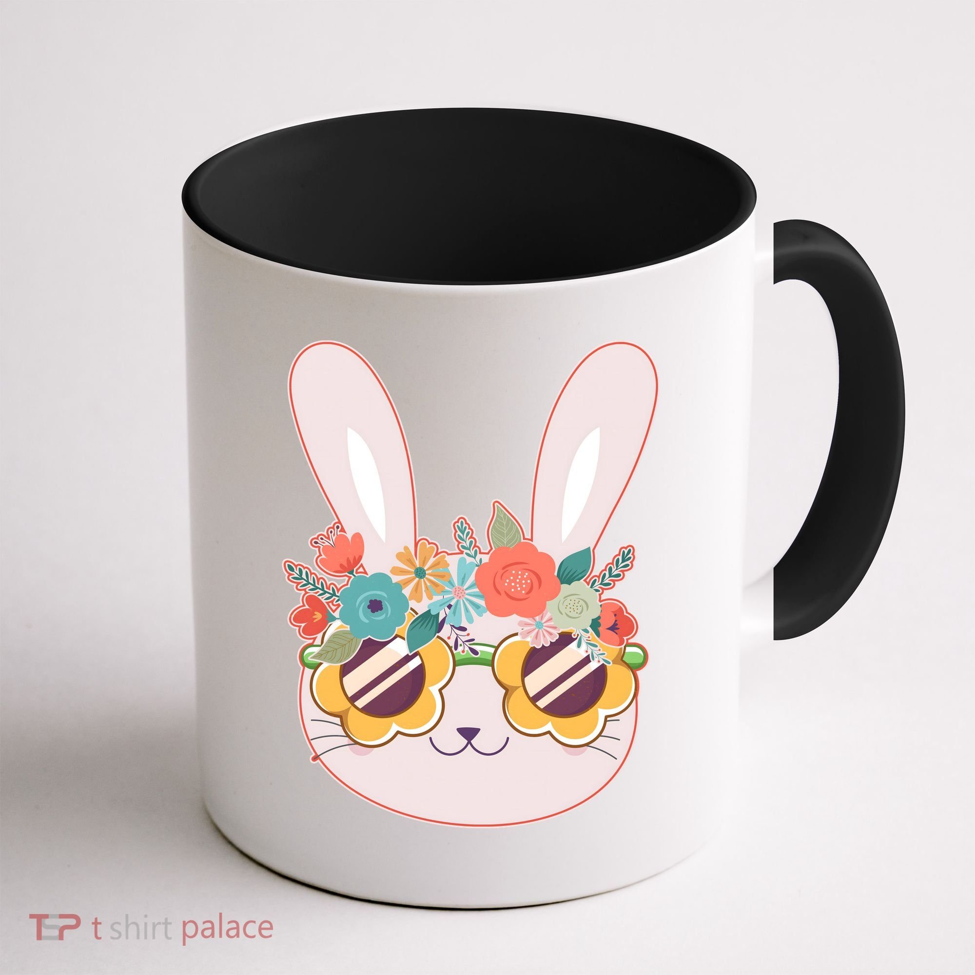 Cute Easter Bunny With Flower Crown And Sunglasses Coffee Mug