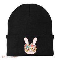 Cute Easter Bunny With Flower Crown And Sunglasses Beanie thumb 0
