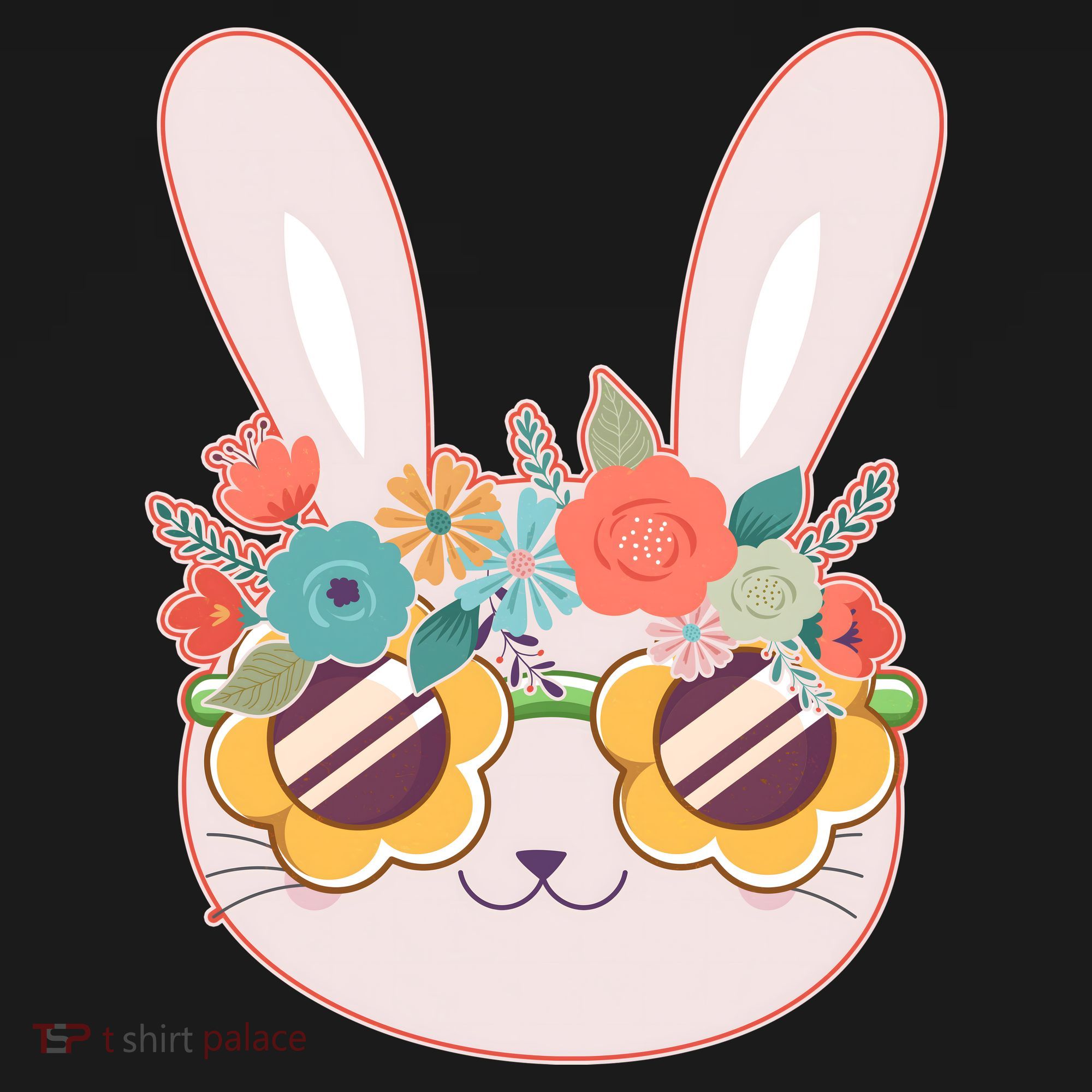 Cute Easter Bunny With Flower Crown And Sunglasses Pajama Set