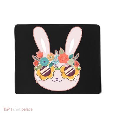 Cute Easter Bunny With Flower Crown And Sunglasses Mousepad