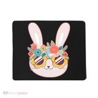 Cute Easter Bunny With Flower Crown And Sunglasses Mousepad thumb 0