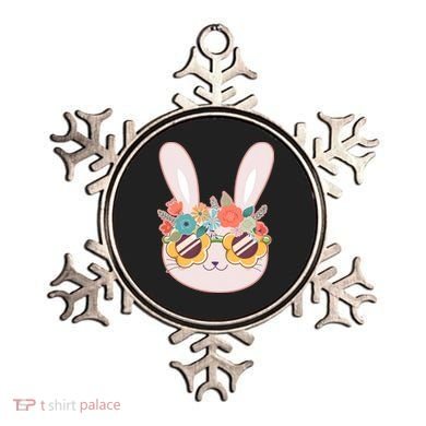 Cute Easter Bunny With Flower Crown And Sunglasses Ornament