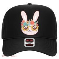 Cute Easter Bunny With Flower Crown And Sunglasses Hat thumb 0