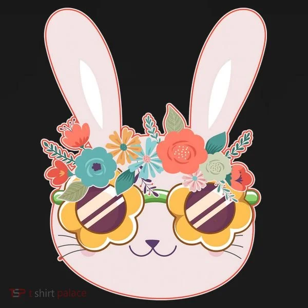 Cute Easter Bunny With Flower Crown And Sunglasses Toddler Hoodie