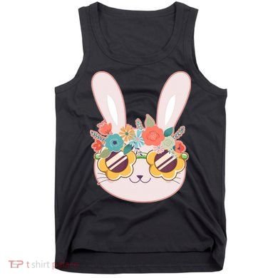 Cute Easter Bunny With Flower Crown And Sunglasses Tank Top