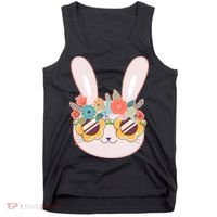 Cute Easter Bunny With Flower Crown And Sunglasses Tank Top thumb 0