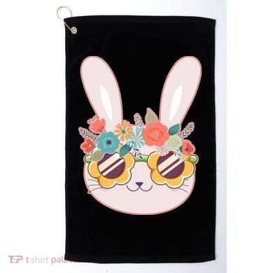 Cute Easter Bunny With Flower Crown And Sunglasses Golf Towel