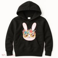 Cute Easter Bunny With Flower Crown And Sunglasses Kids Hoodie thumb 0
