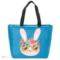 Cute Easter Bunny With Flower Crown And Sunglasses Tote Bag thumb 0