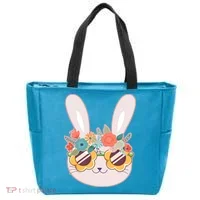 Cute Easter Bunny With Flower Crown And Sunglasses Tote Bag thumb 0