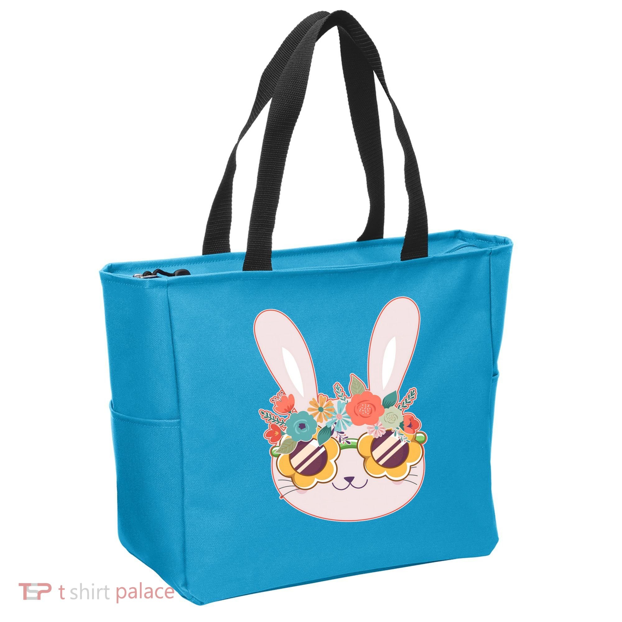 Cute Easter Bunny With Flower Crown And Sunglasses Tote Bag