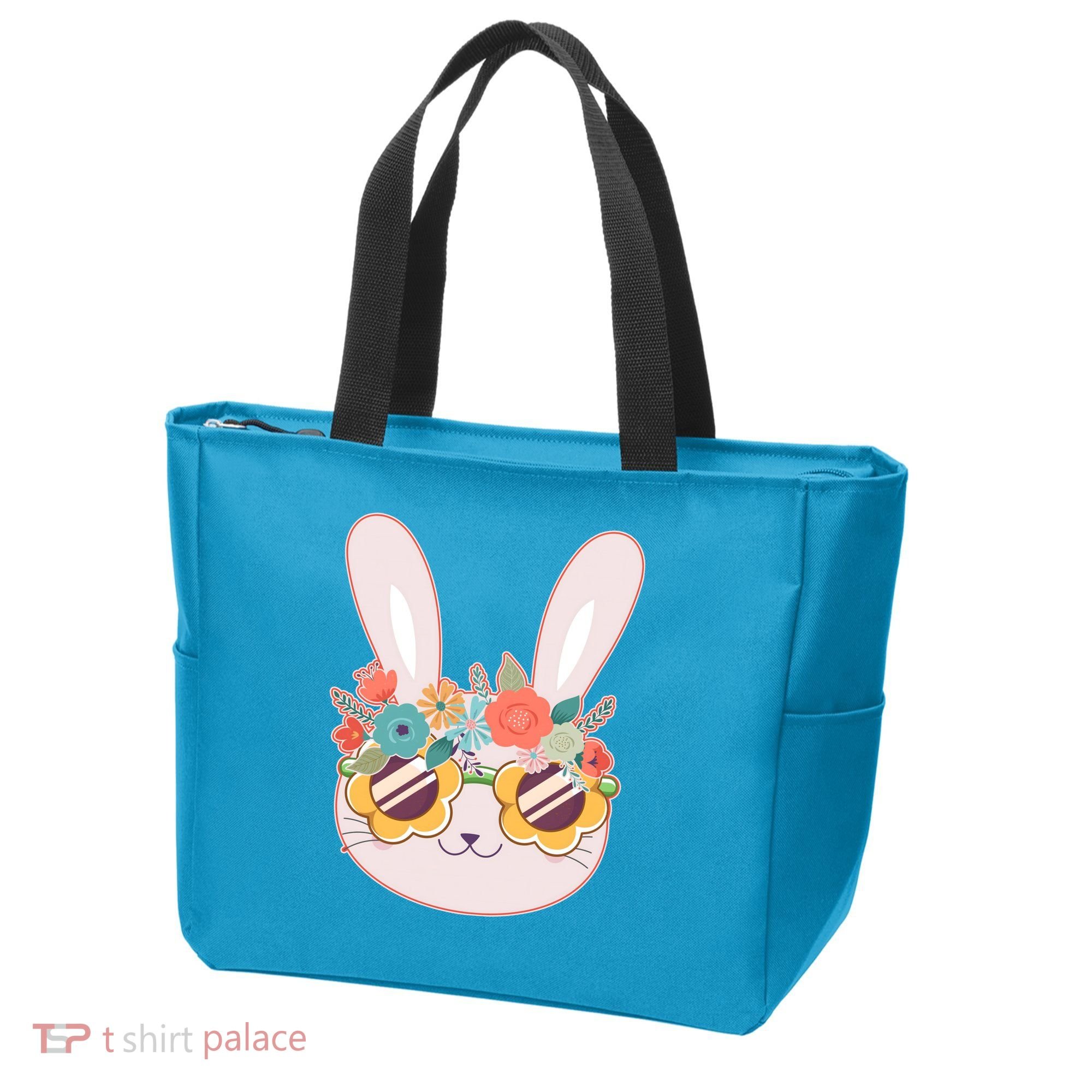 Cute Easter Bunny With Flower Crown And Sunglasses Tote Bag