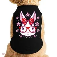 Cute Easter Bunny Face Glasses Bow Easter Day Rabbit Doggie Tank thumb 0