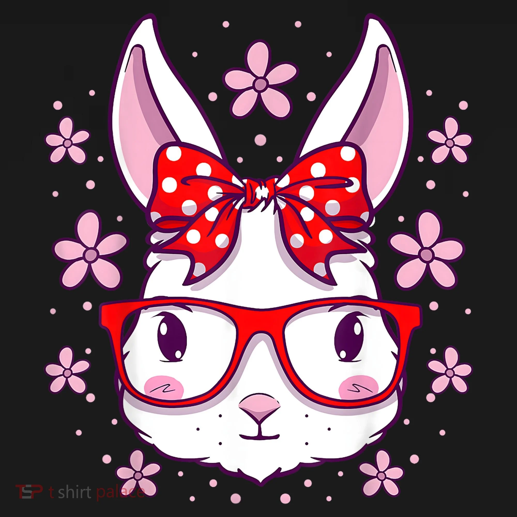 Cute Easter Bunny Face Glasses Bow Easter Day Rabbit Doggie Tank