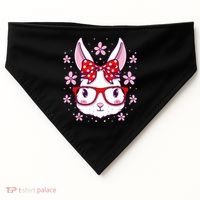 Cute Easter Bunny Face Glasses Bow Easter Day Rabbit USA-Made Doggie Bandana thumb 0