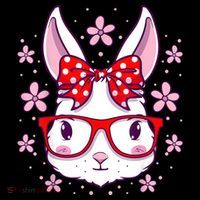 Cute Easter Bunny Face Glasses Bow Easter Day Rabbit Apron thumb 3