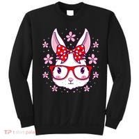 Cute Easter Bunny Face Glasses Bow Easter Day Rabbit Sweatshirt thumb 0