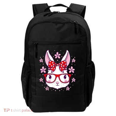 Cute Easter Bunny Face Glasses Bow Easter Day Rabbit Backpack