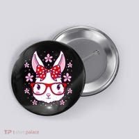Cute Easter Bunny Face Glasses Bow Easter Day Rabbit Button thumb 0