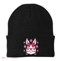 Cute Easter Bunny Face Glasses Bow Easter Day Rabbit Beanie thumb 0