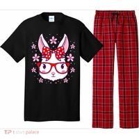 Cute Easter Bunny Face Glasses Bow Easter Day Rabbit Pajama Set thumb 0