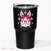 Cute Easter Bunny Face Glasses Bow Easter Day Rabbit Tumbler thumb 0