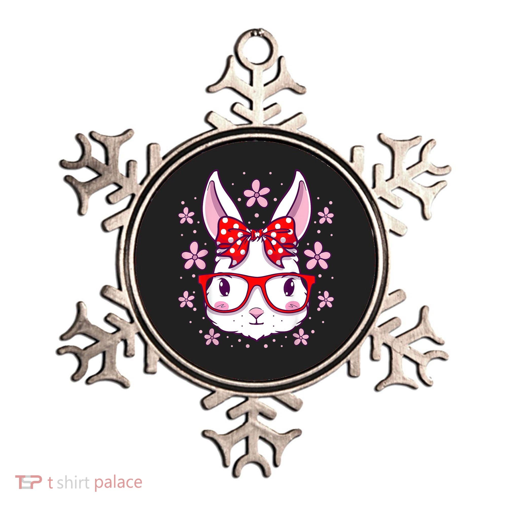 Cute Easter Bunny Face Glasses Bow Easter Day Rabbit Ornament