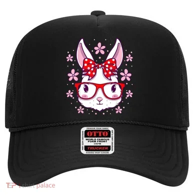 Cute Easter Bunny Face Glasses Bow Easter Day Rabbit Hat