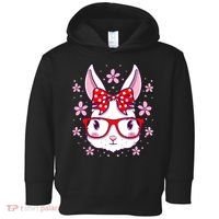 Cute Easter Bunny Face Glasses Bow Easter Day Rabbit Toddler Hoodie thumb 0