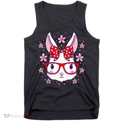 Cute Easter Bunny Face Glasses Bow Easter Day Rabbit Tank Top
