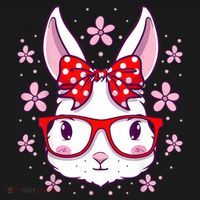 Cute Easter Bunny Face Glasses Bow Easter Day Rabbit Tank Top thumb 6