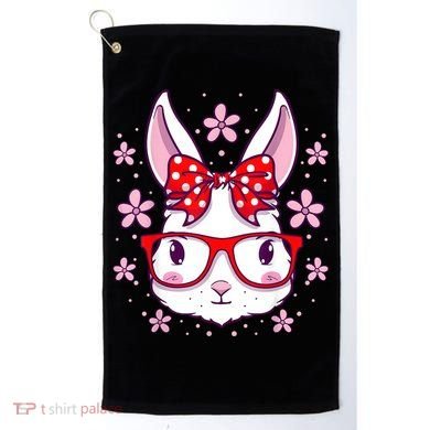 Cute Easter Bunny Face Glasses Bow Easter Day Rabbit Golf Towel