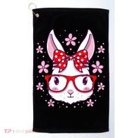 Cute Easter Bunny Face Glasses Bow Easter Day Rabbit Golf Towel thumb 0