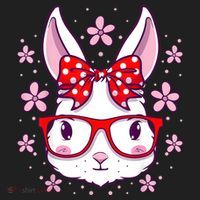 Cute Easter Bunny Face Glasses Bow Easter Day Rabbit Golf Towel thumb 3